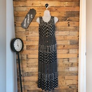 Jasmine By KvM Vintage Black & White Tank Summer Mutli Patterned Maxi Dress Sz S